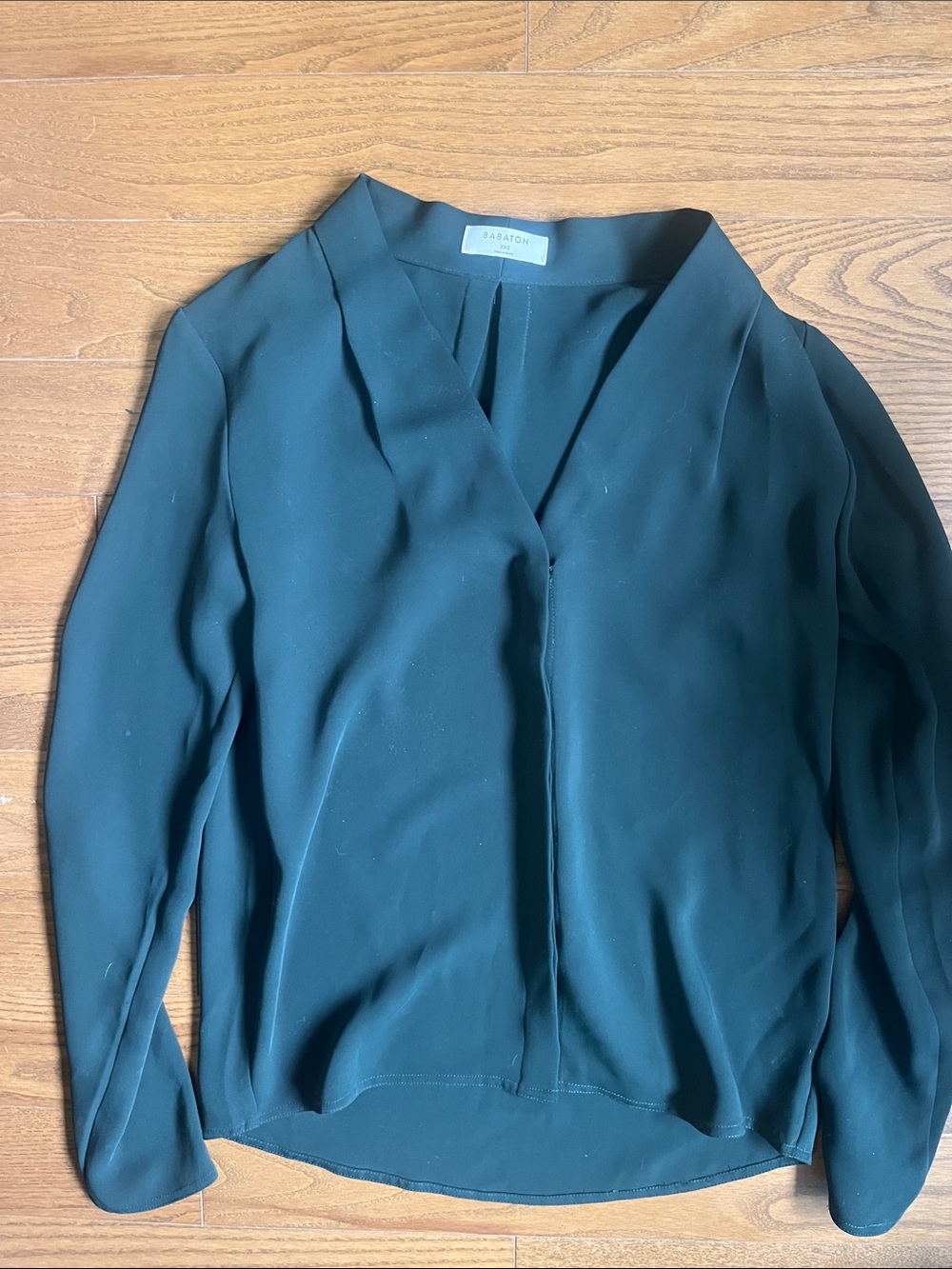 Babaton Teal V-Neck Long Sleeve Blouse
